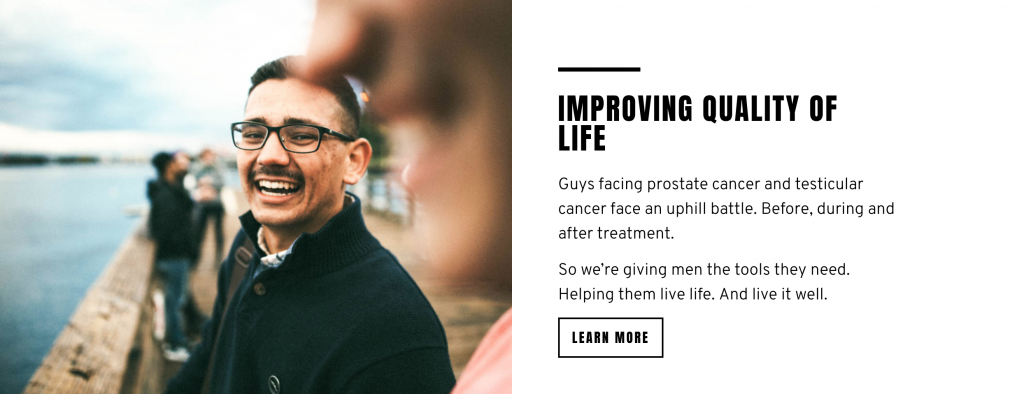 Movember 2018 WEbsite Homepage Screen Shot - Improving Quality of life